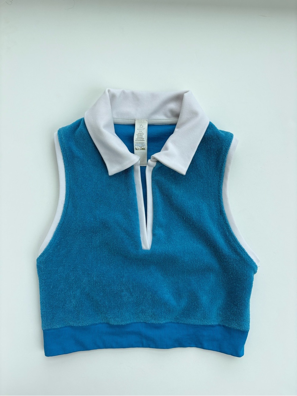 Offline by Aerie Blue Terry Cloth Sleeveless Cropped Polo Top Size M - Picture 1 of 8